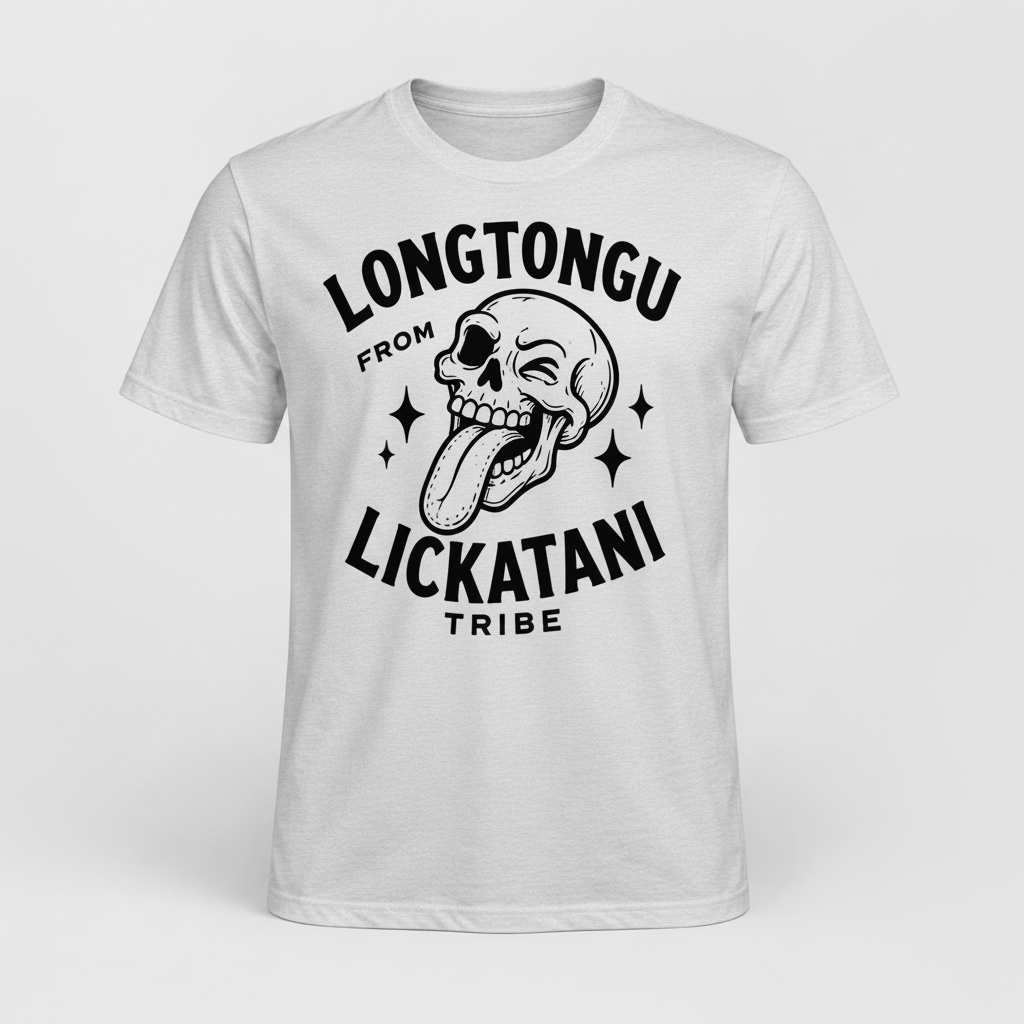 Skully LikALOT tee on a gray shirt